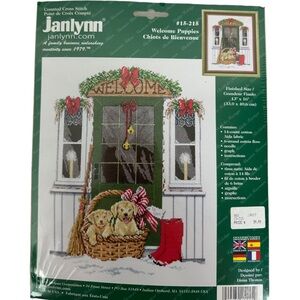 NWT Vintage 2001 Janlynn Welcome Puppies Counted Cross Stitch Kit 13" by 16" New